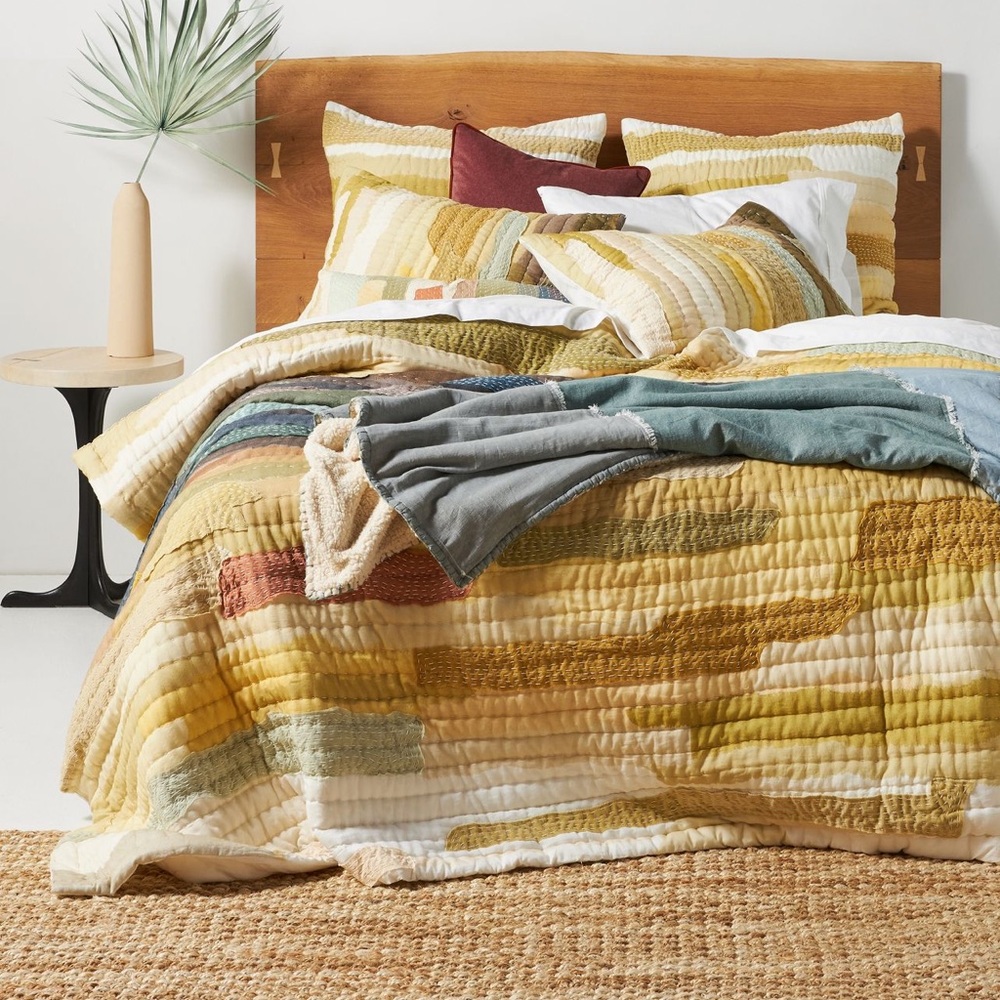 Anthropologie King Quilt with 2 Shams